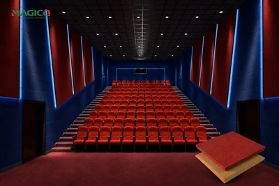 Painéis acústicos revestidos de tecido para cinema